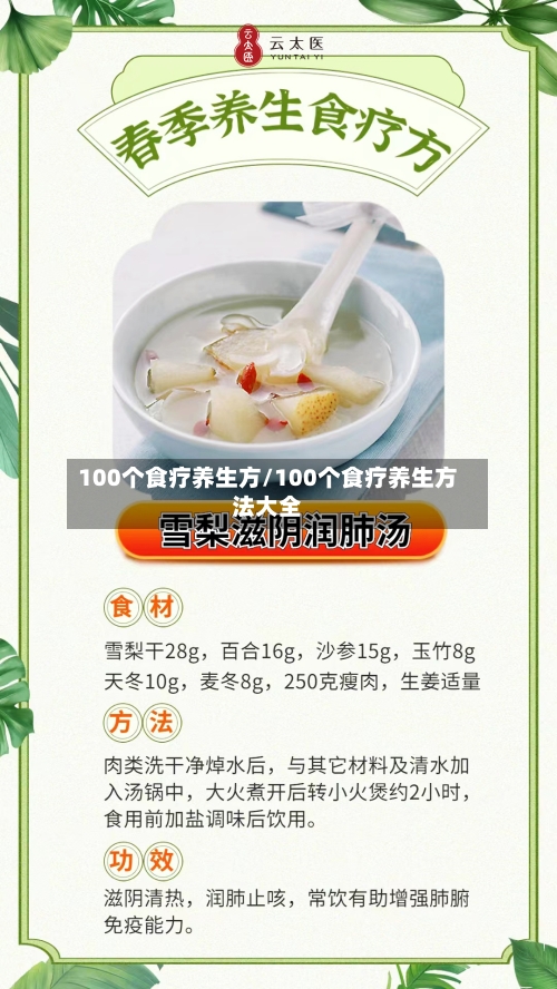 100个食疗养生方/100个食疗养生方法大全