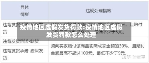 疫情地区虚假发货罚款:疫情地区虚假发货罚款怎么处理-第1张图片