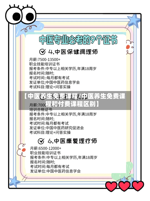 【中医养生免费课程/中医养生免费课程和付费课程区别】-第1张图片