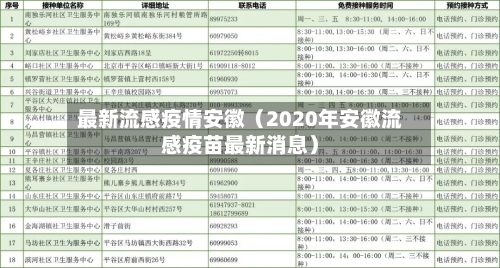 最新流感疫情安徽(2020年安徽流感疫苗最新消息)-第1张图片