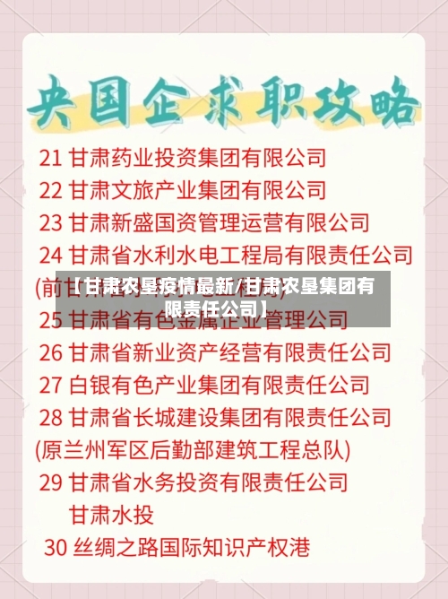 【甘肃农垦疫情最新/甘肃农垦集团有限责任公司】-第1张图片