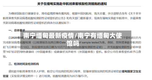 南宁缅甸最新疫情/南宁有缅甸大使馆吗-第1张图片