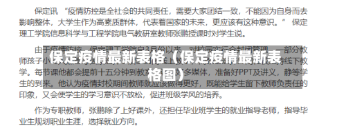 保定疫情最新表格（保定疫情最新表格图）
