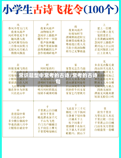 常识题型中常考的古诗/常考的古诗句-第1张图片