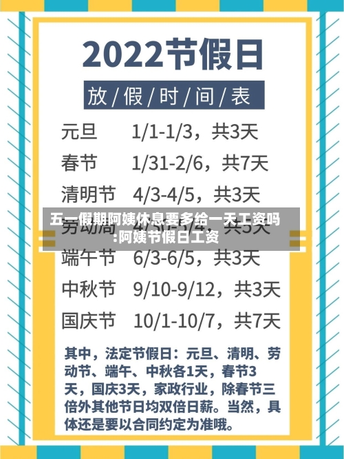 五一假期阿姨休息要多给一天工资吗:阿姨节假日工资-第1张图片