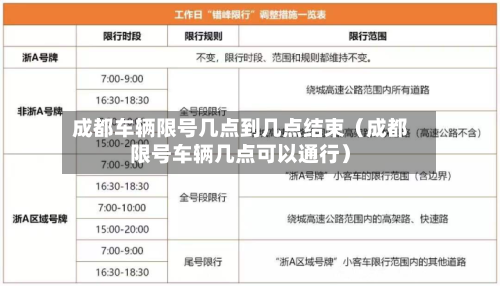 成都车辆限号几点到几点结束(成都限号车辆几点可以通行)-第1张图片