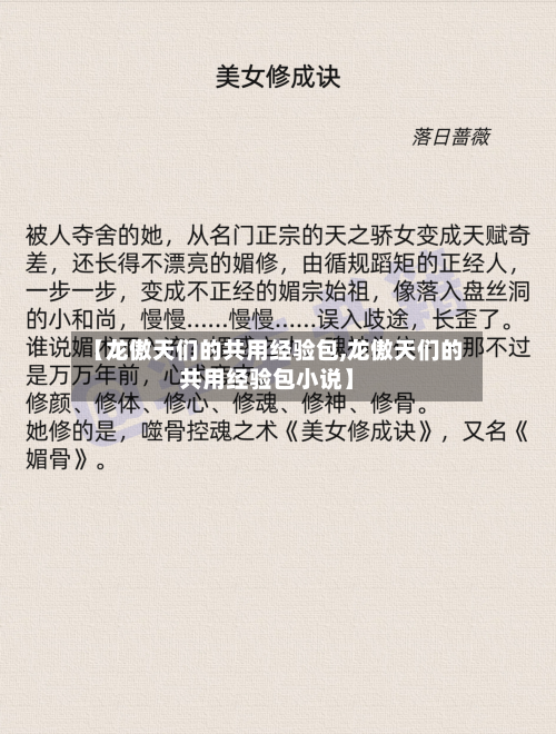 【龙傲天们的共用经验包,龙傲天们的共用经验包小说】-第1张图片